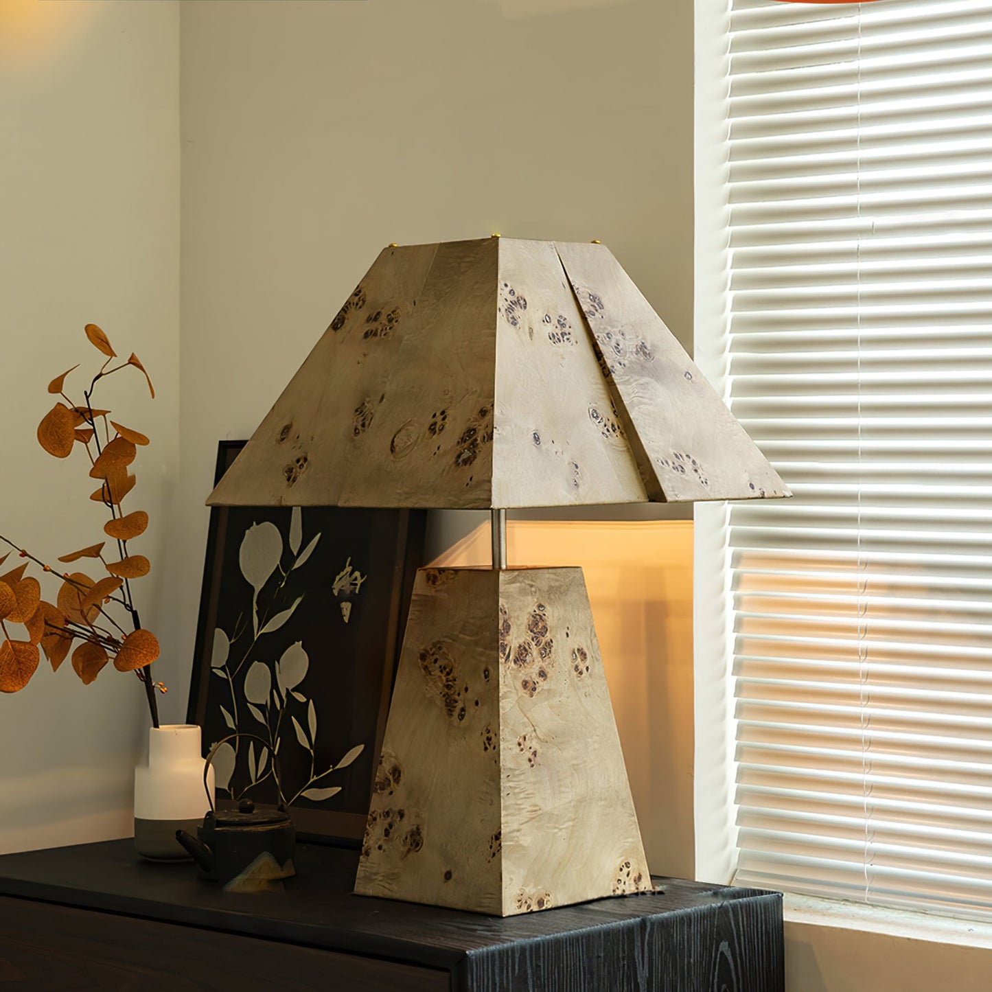 Pyramid Wood Table Lamp