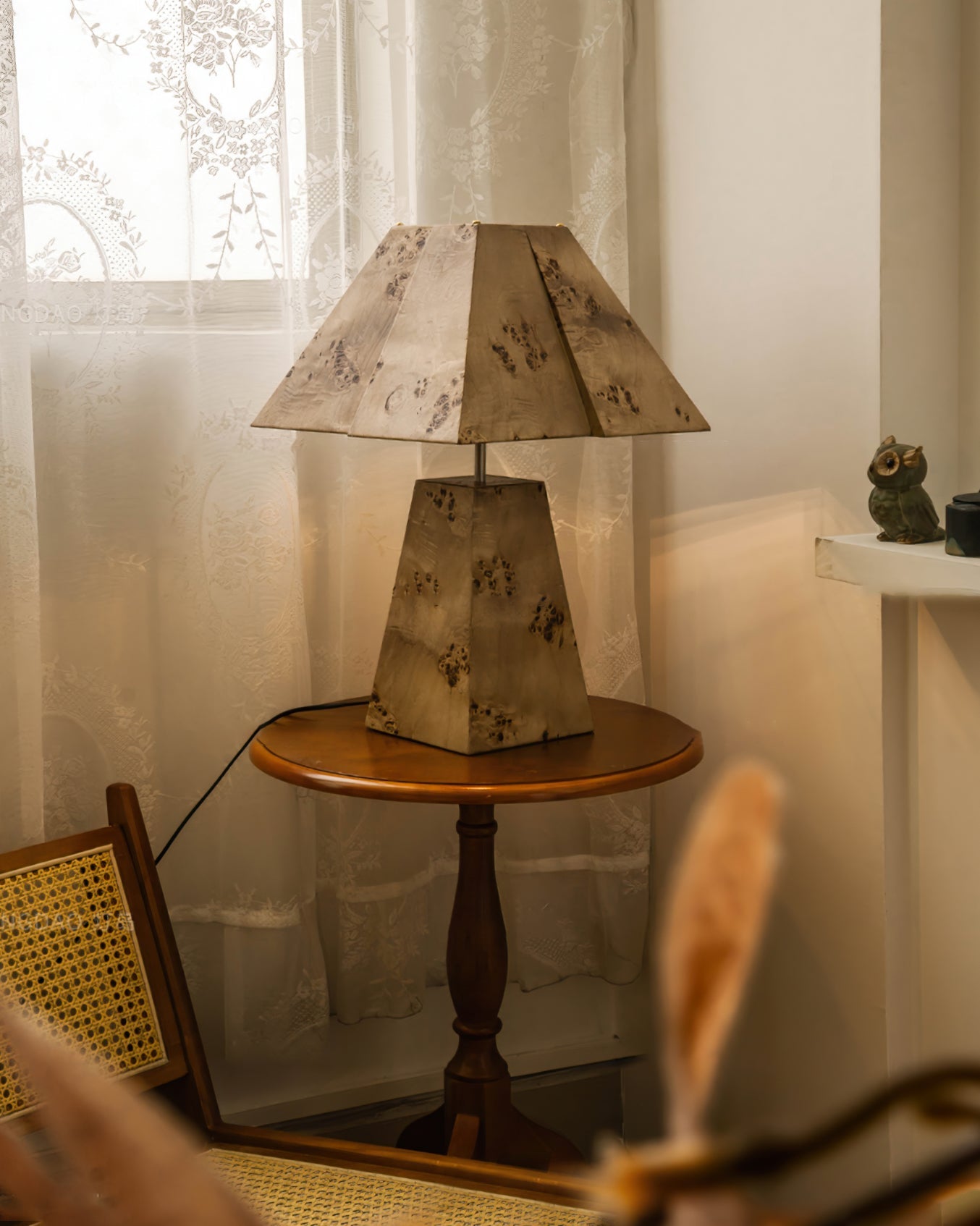Pyramid Wood Table Lamp