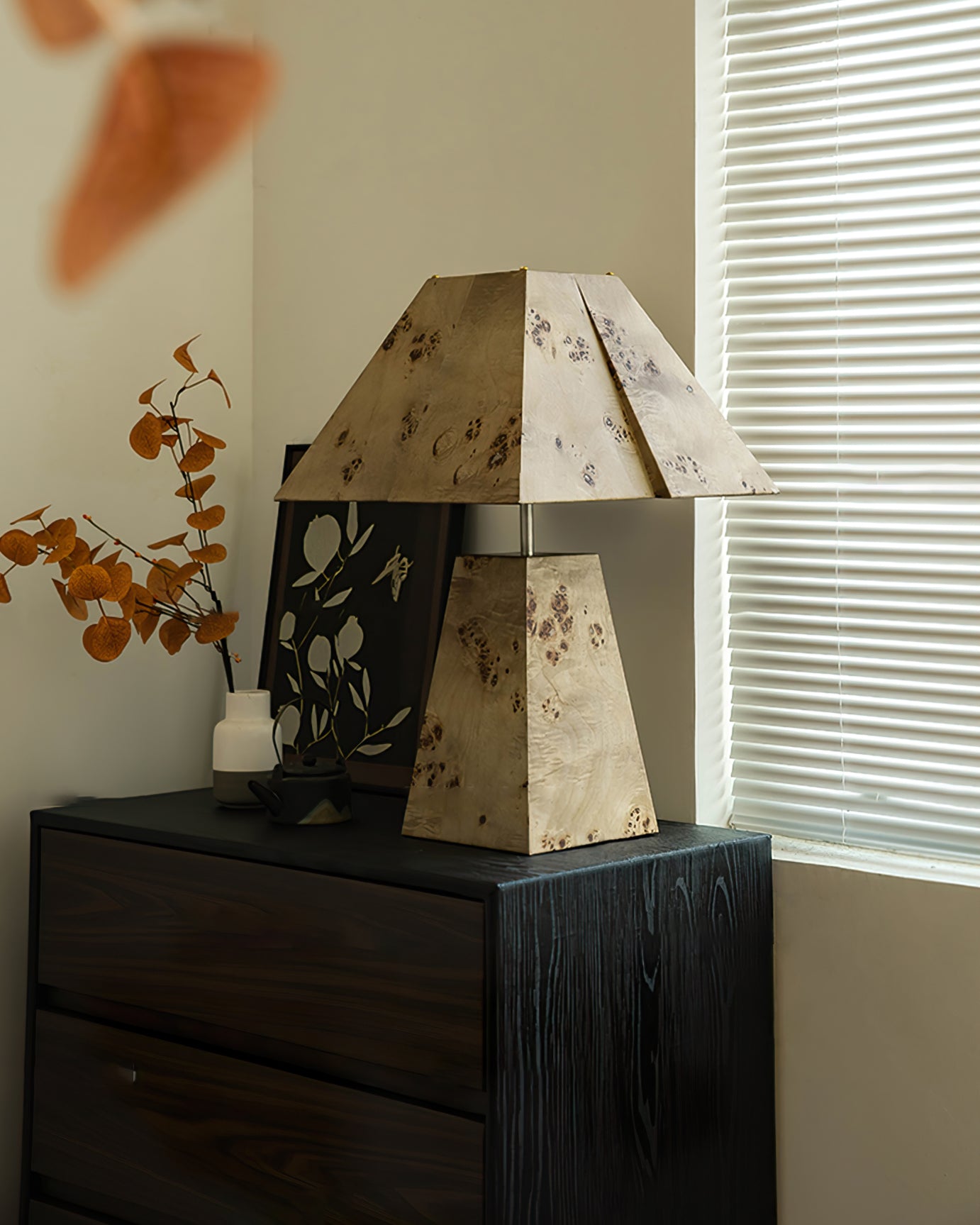 Pyramid Wood Table Lamp