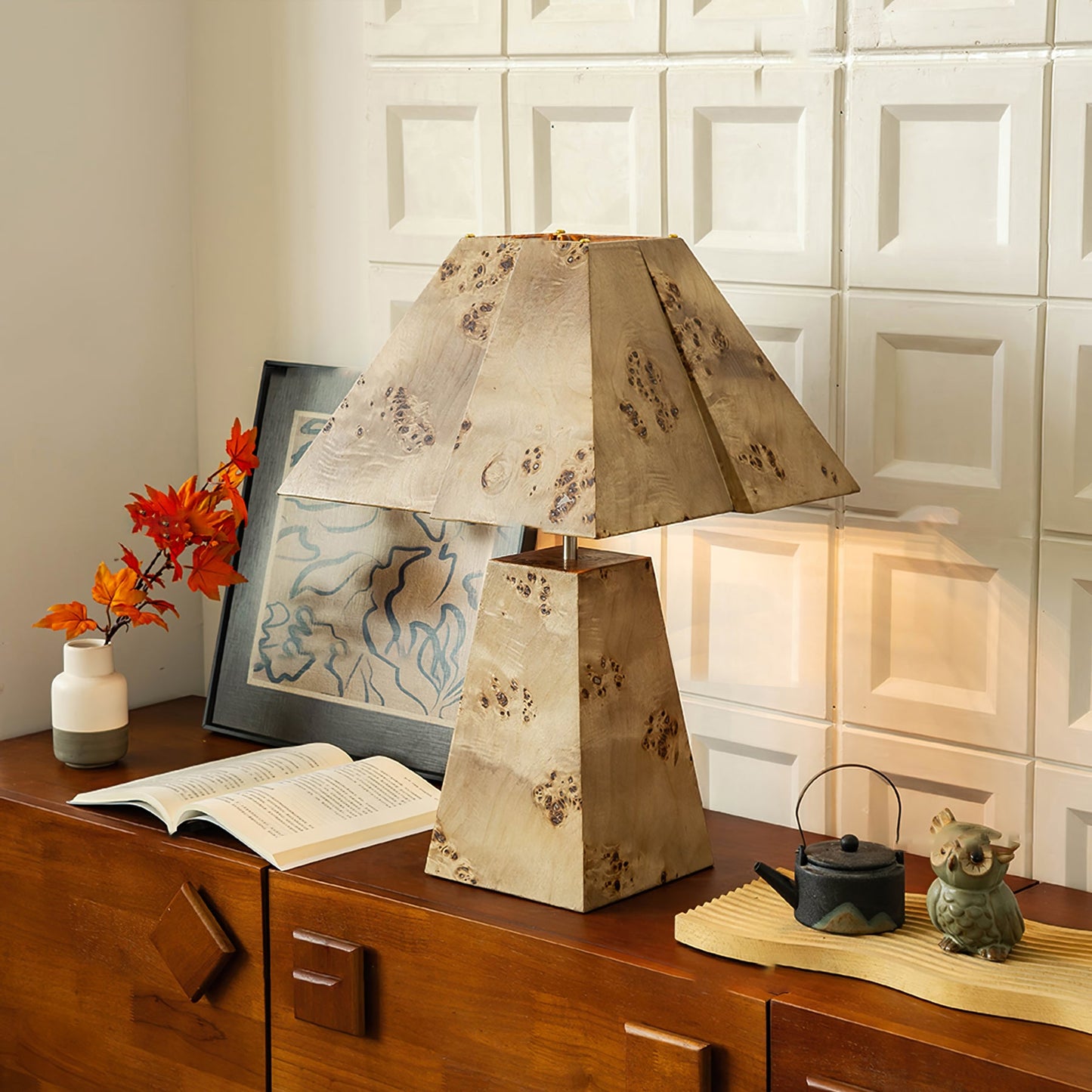 Pyramid Wood Table Lamp
