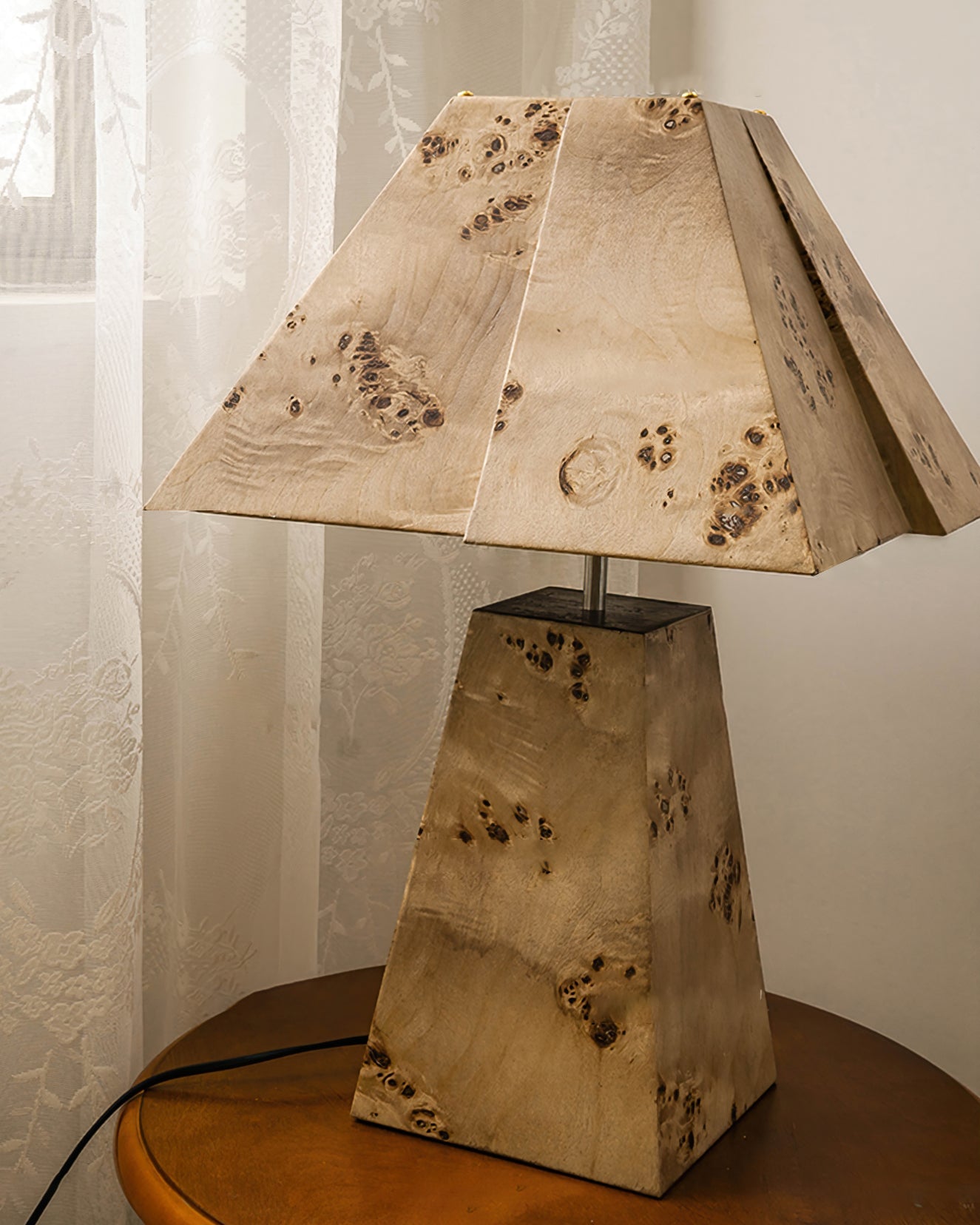 Pyramid Wood Table Lamp