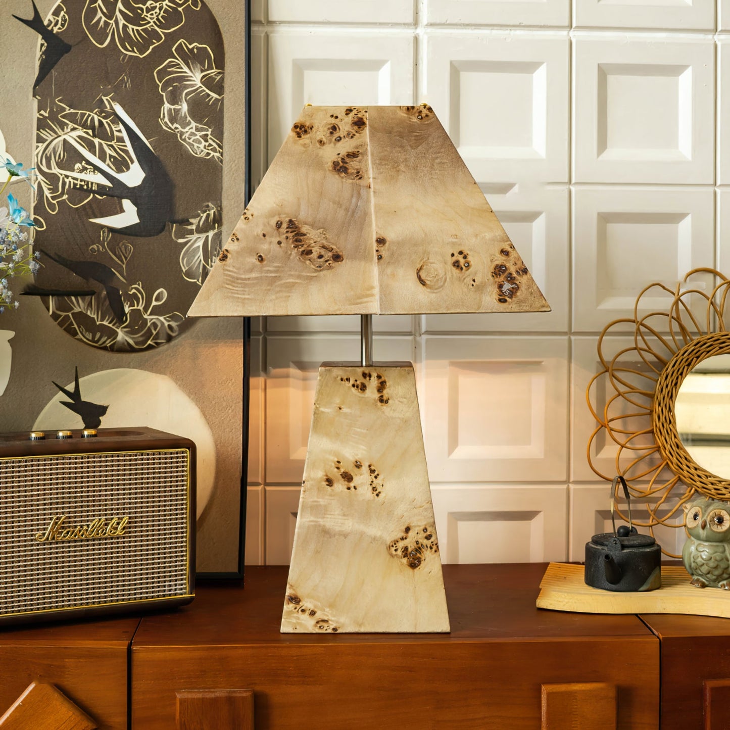 Pyramid Wood Table Lamp
