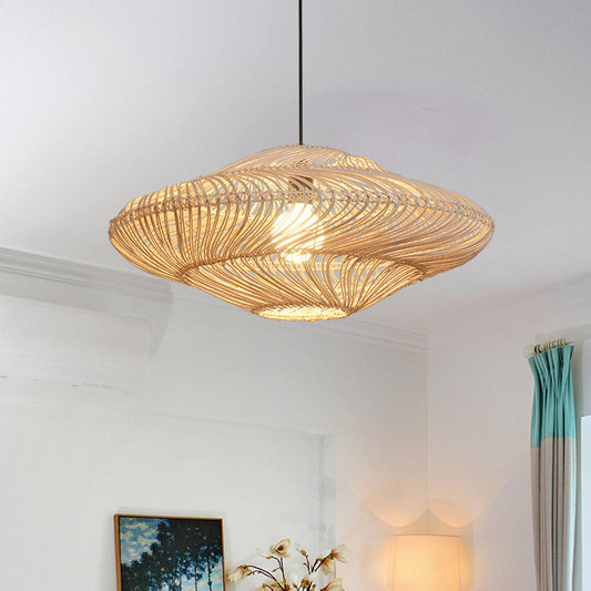 Rattan Creative Wicker Flying Saucer Woven Pendant Light