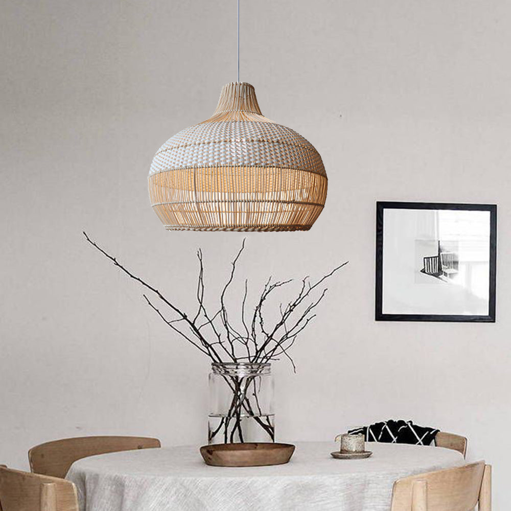 Handwoven Rattan Kitchen Island Pendant Lighting Wicker Lamp Shade