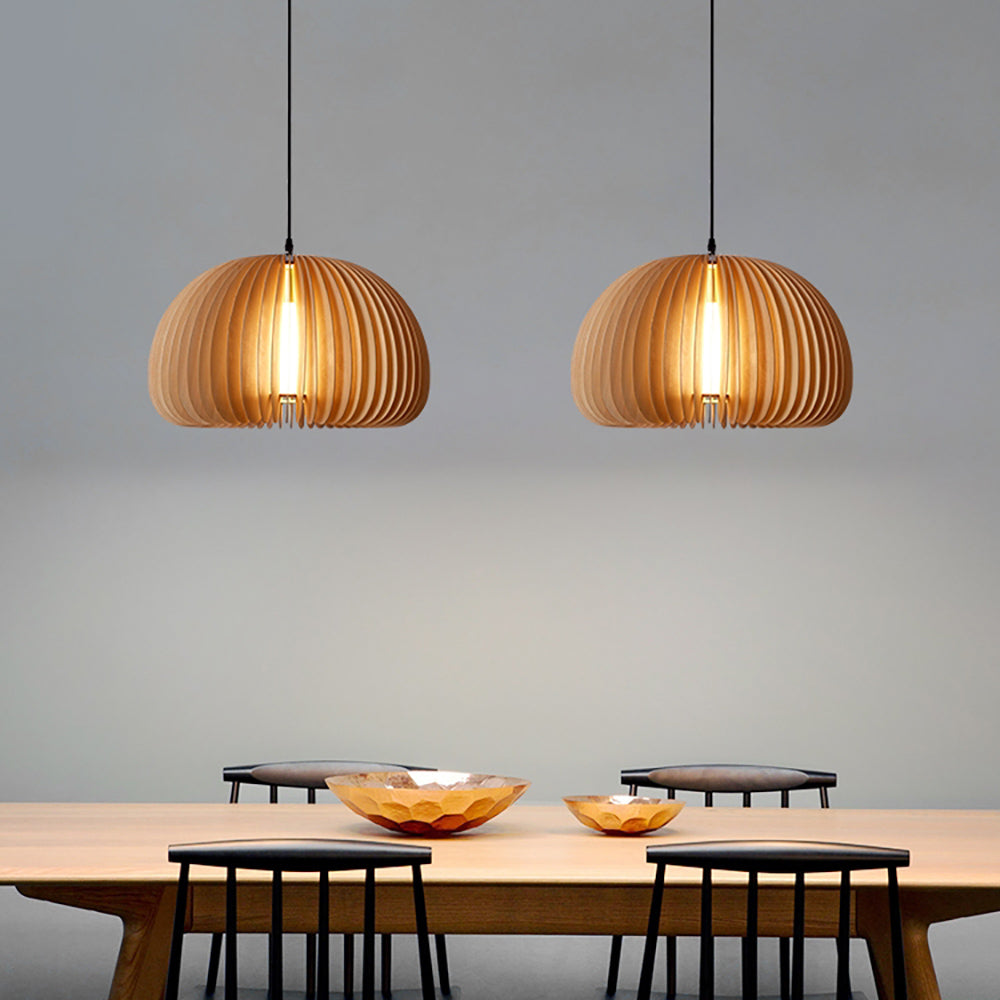 Light Rincle Rattan Style Wrinkle Shaped Wood Pendant Light – Lonwing Lighting