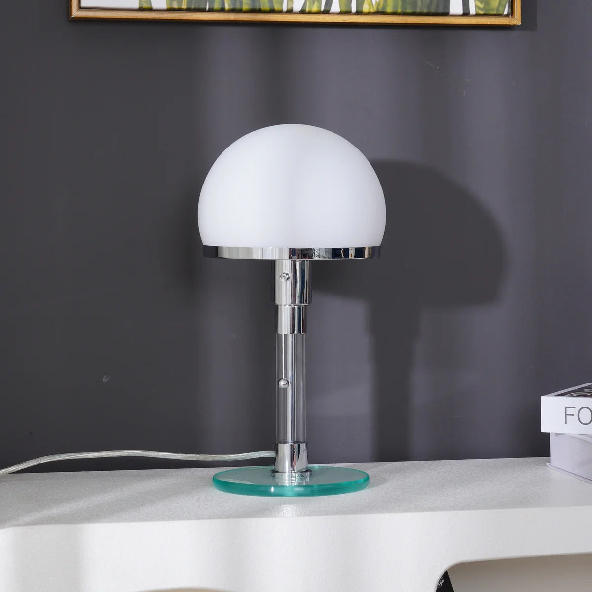 Hemispherical Chrome Table Lamp