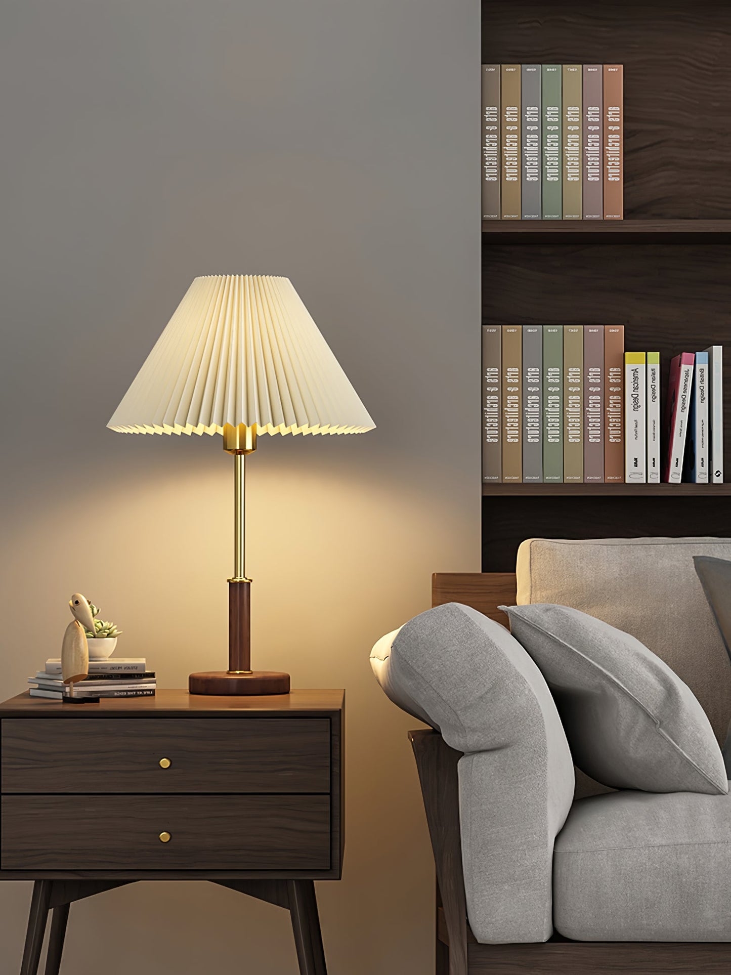 Pleated Wooden Table Lamp