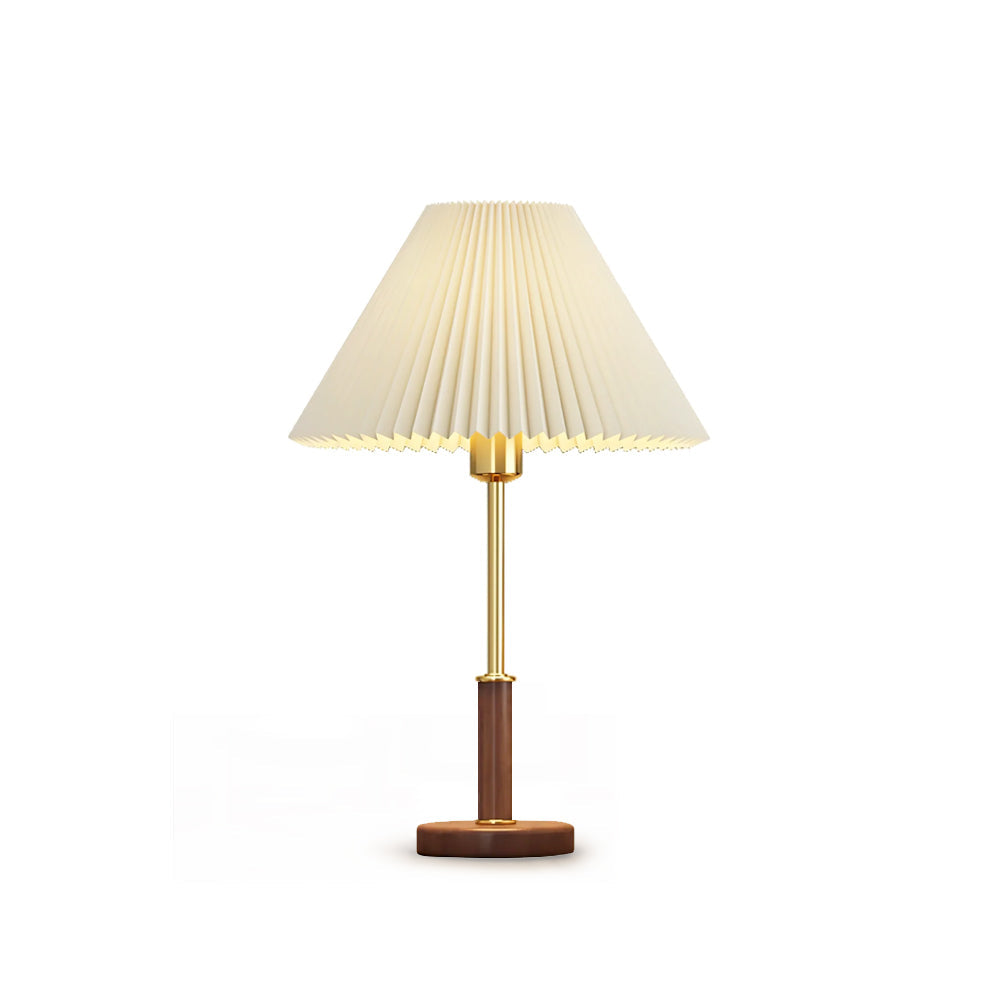 Pleated Wooden Table Lamp