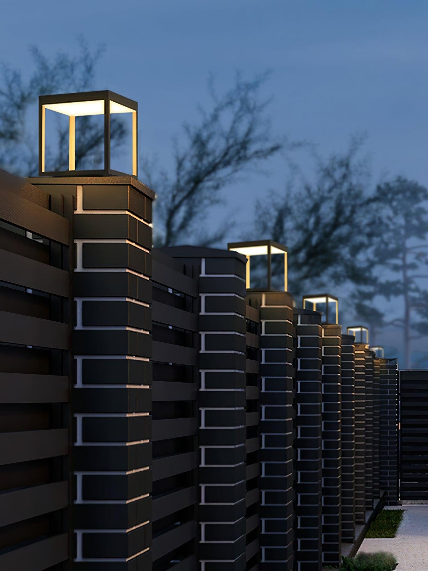 Square Frame Fence Post Garden Light