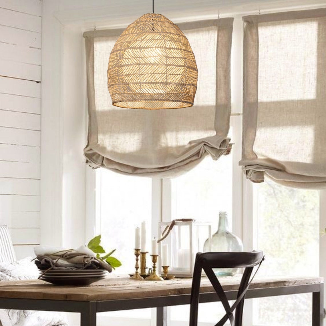 Rattan Basket Pendant Light Wicker Lampshade