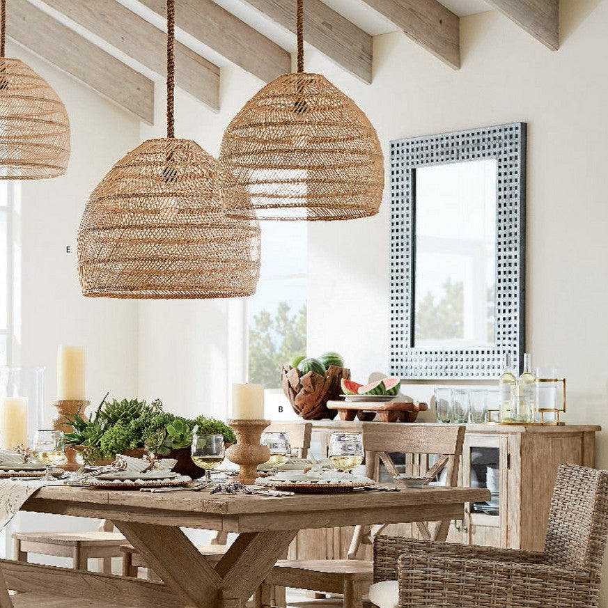 Handmade Hemp Rope Hanging Ceiling Lights Rattan Kitchen Pendant Light