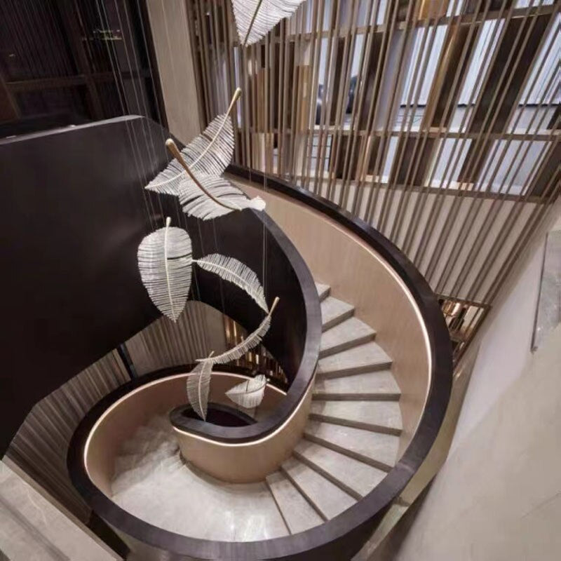 Large Crystal Staircase Creative Feather Chandelier for Lobby, Hall, Restaurant , stairwell