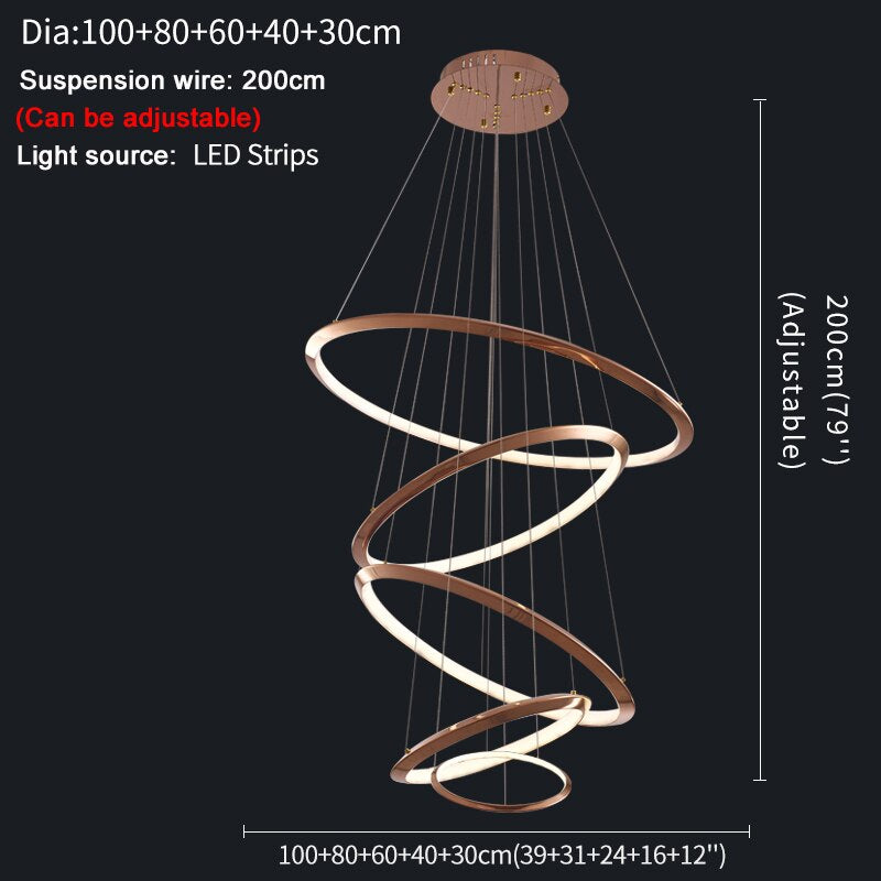 Gold Ring Staircase Lighting Projects Loft Dimming Lights for Home Decor , stairwell