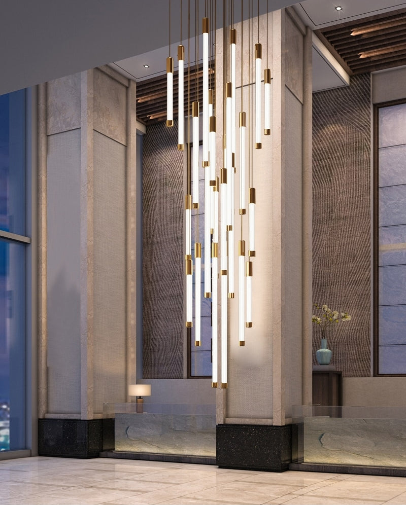 Gold/Black/Chrome Stainless Steel Hanging Chandelier For Staircase, Foyer, Stairwell