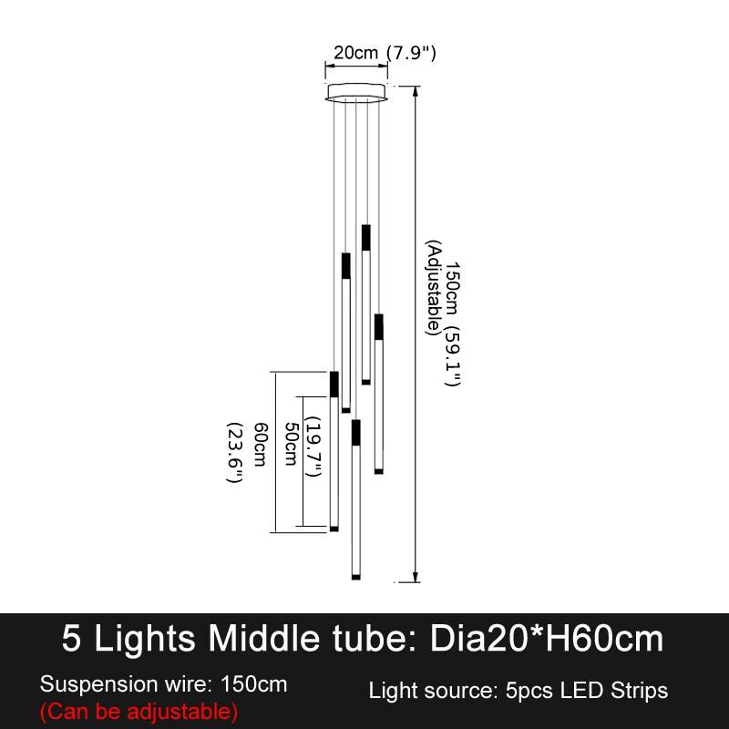 Gold/Black/Chrome Stainless Steel Hanging Chandelier For Staircase, Foyer, Stairwell