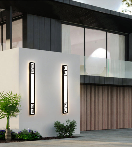 Outdoor Black Waterproof Long LED Wall light For Garden, Villa, Balcony