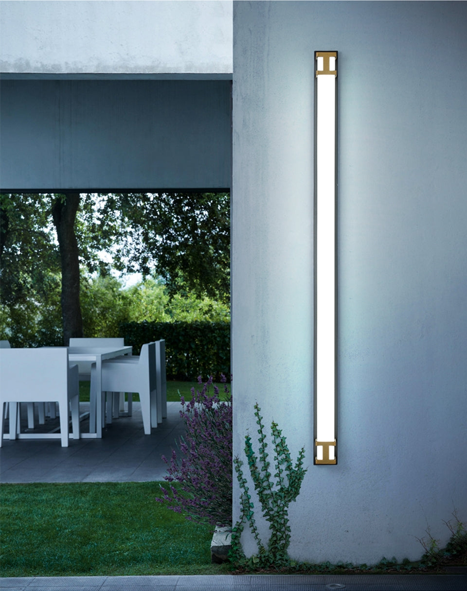 Black/Gold Outdoor Waterproof LED Long wall lamp For Garden, Villa, porch