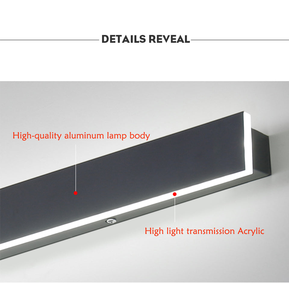 Black Outdoor Waterproof Antirust Aluminum Long LED Wall Lamp For Villa porch