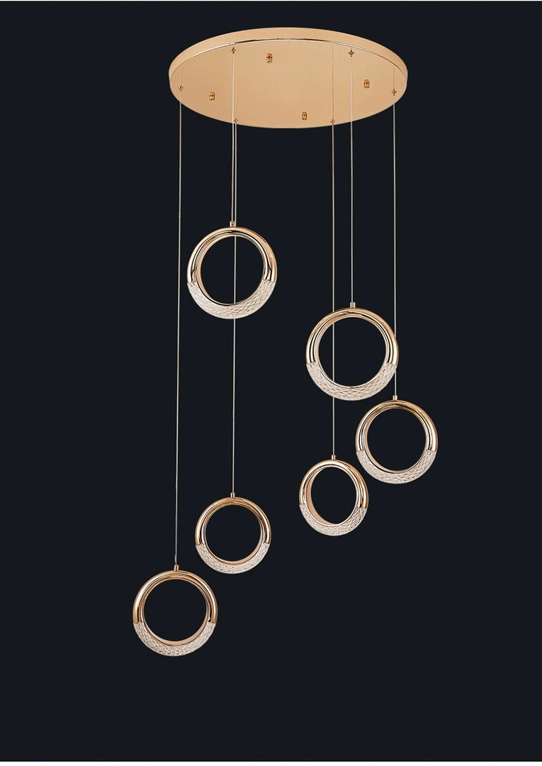 Luxury ring led chandelier for staircase, lobby, foyer, living room , stairwell