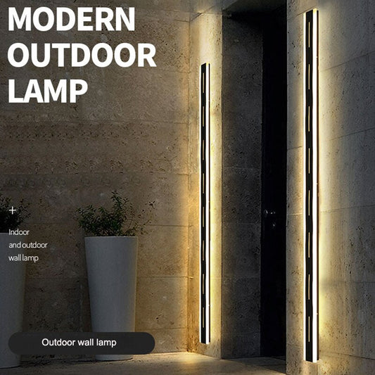 Outdoor Black Waterproof Aluminum Long LED Wall Lamp with Remote For Garden