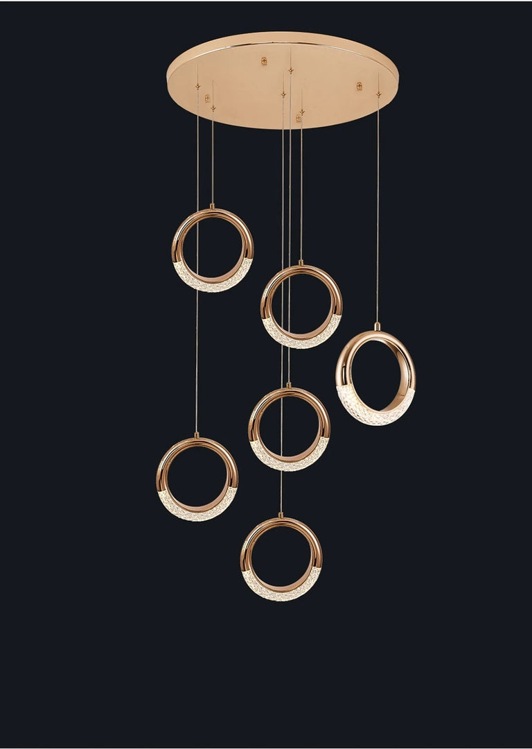 Luxury ring led chandelier for staircase, lobby, foyer, living room , stairwell