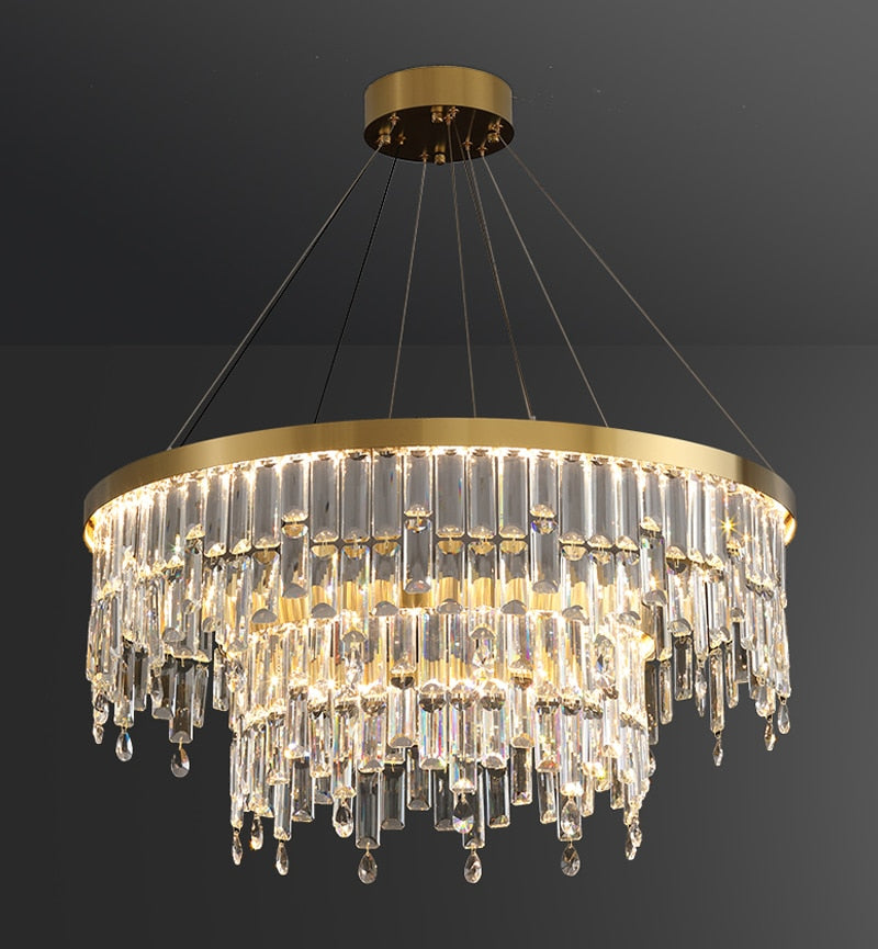 Luxury Gold Large Ring Crystal Chandelier For Hotel, Stairwell, Lobby, Staircase