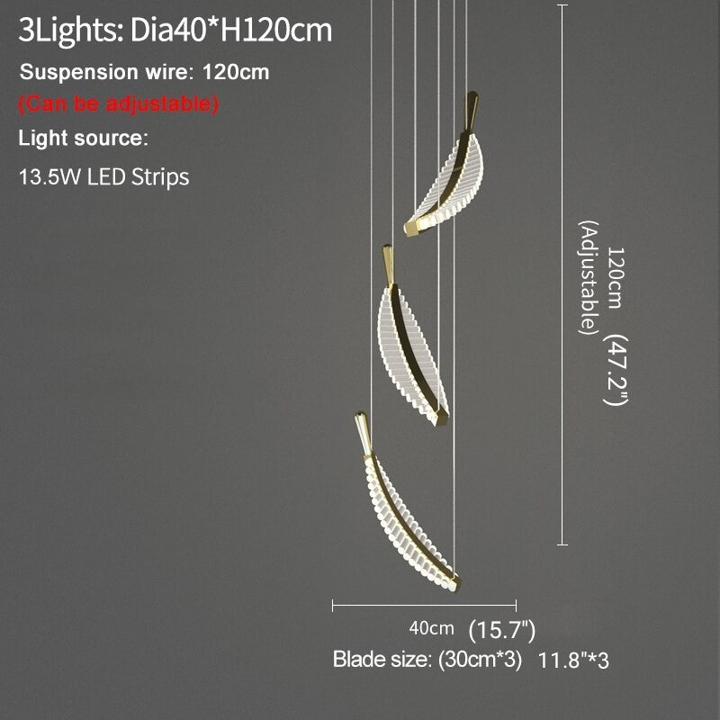 Large Crystal Staircase Creative Feather Chandelier for Lobby, Hall, Restaurant , stairwell