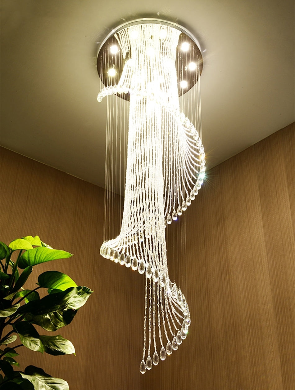 Spiral Crystal Staircase Ceiling Chandelier for Lobby, Theater, Villa, Hall , stairwell