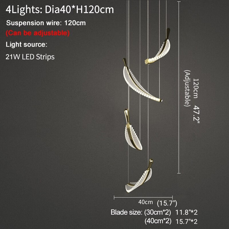 Large Crystal Staircase Creative Feather Chandelier for Lobby, Hall, Restaurant , stairwell