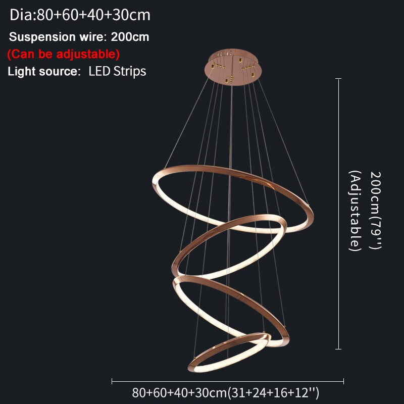 Gold Ring Staircase Lighting Projects Loft Dimming Lights for Home Decor , stairwell