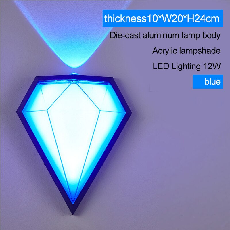 Outdoor Waterproof Diamond Shape Colorful Light LED Wall Lamp For Garden