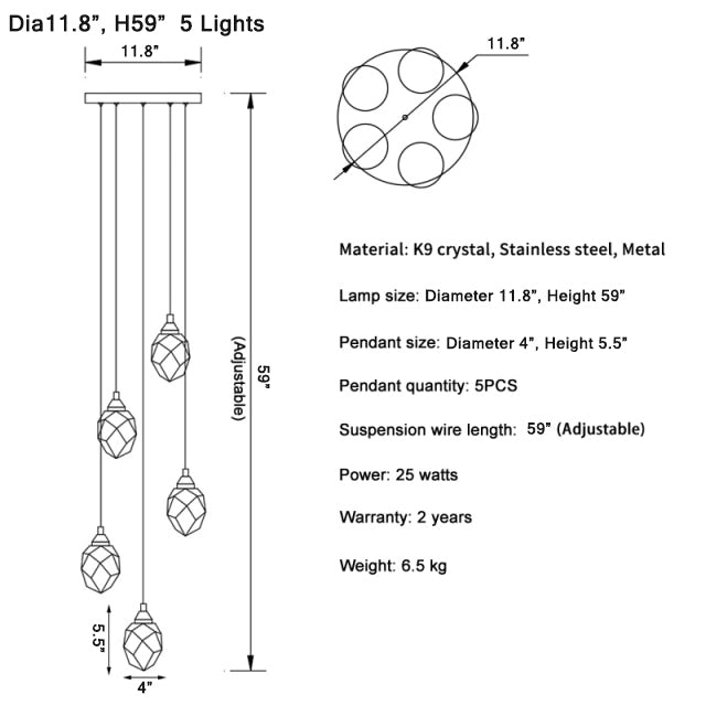 Luxury diamond crystal chandelier for staircase, living space , stairwell
