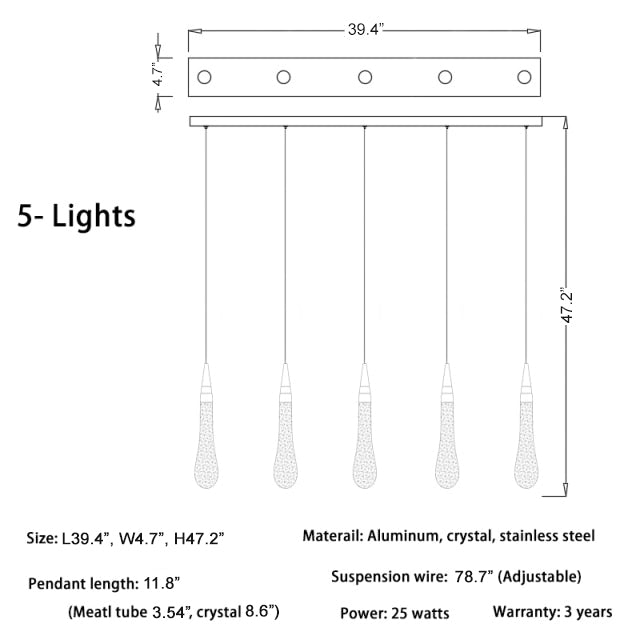 Long hanging crystal lamp for luxury living room, staircase, dining room, stairwell