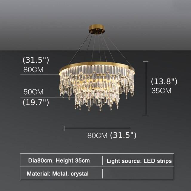 Luxury Gold Large Ring Crystal Chandelier For Hotel, Stairwell, Lobby, Staircase