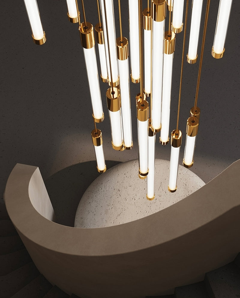 Gold/Black/Chrome Stainless Steel Hanging Chandelier For Staircase, Foyer, Stairwell