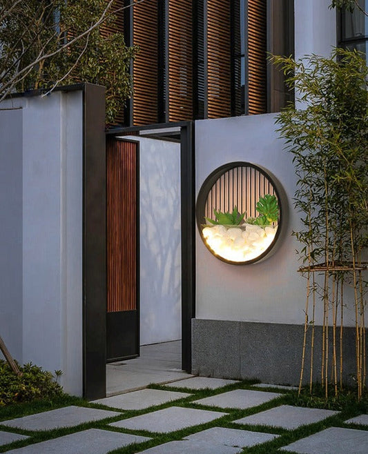 Modern Black Art Plant Outdoor Waterproof LED Wall Lamp For Garden, Porch