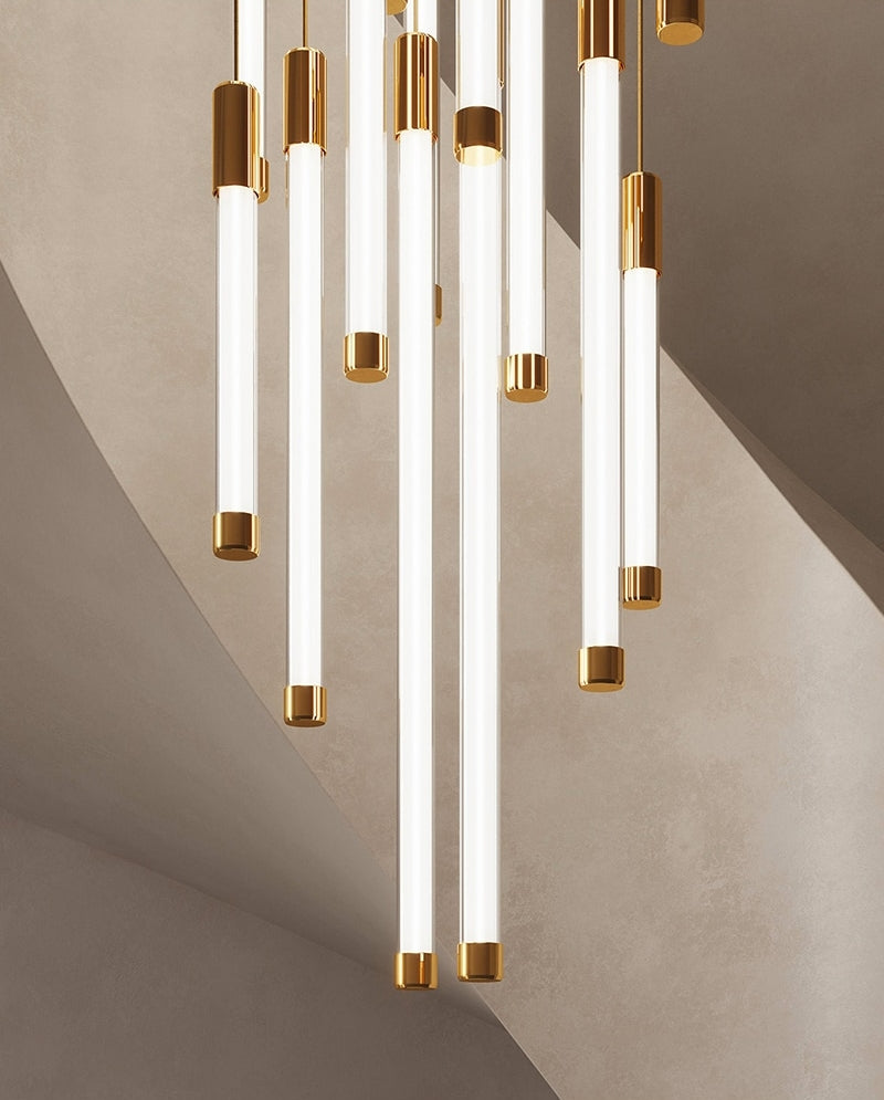 Gold/Black/Chrome Stainless Steel Hanging Chandelier For Staircase, Foyer, Stairwell