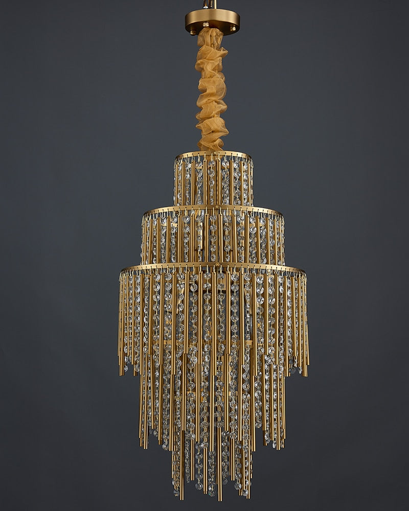 Gold staircase loft crystal hanging chandelier for living room, hall, lobby , stairwell