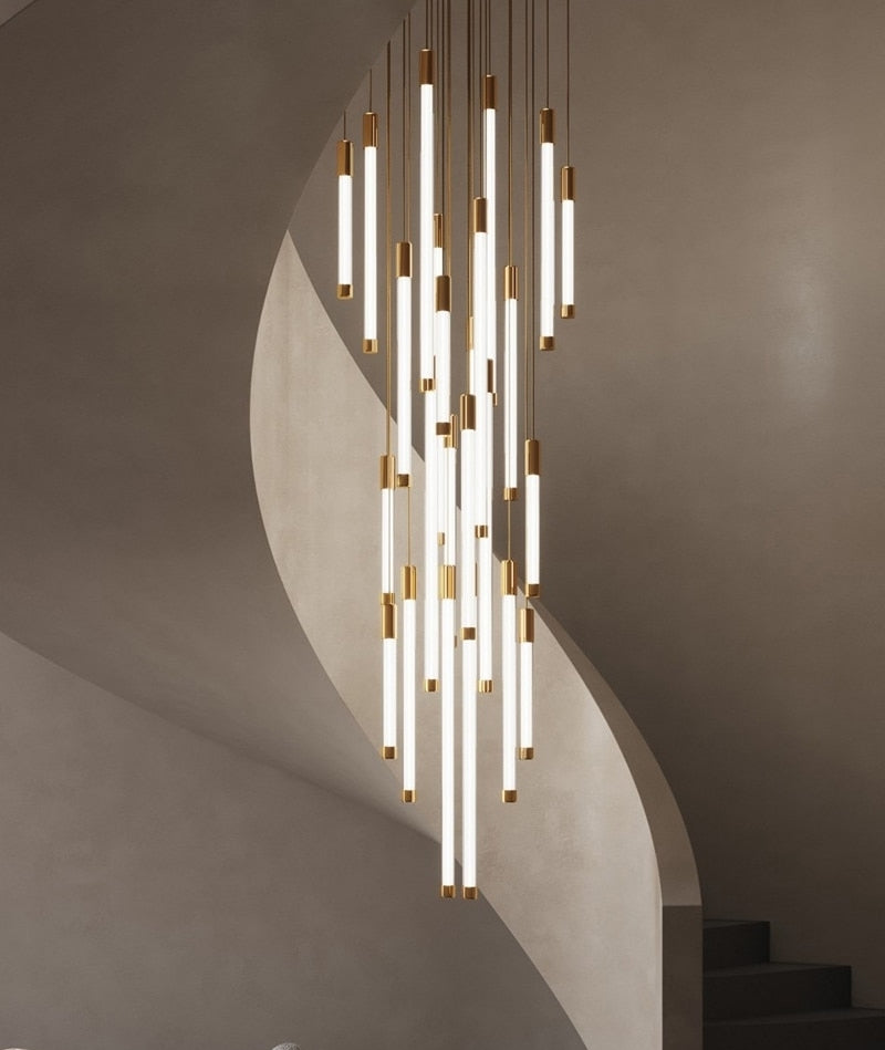 Gold/Black/Chrome Stainless Steel Hanging Chandelier For Staircase, Foyer, Stairwell