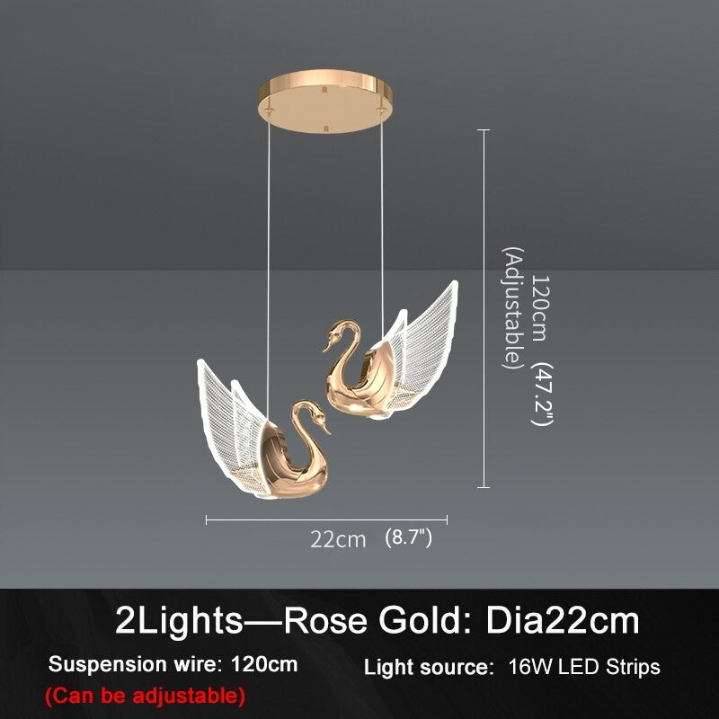 Swan Design Home Decor Lighting Gold Acrylic Staircase Chandelier For Stairwell