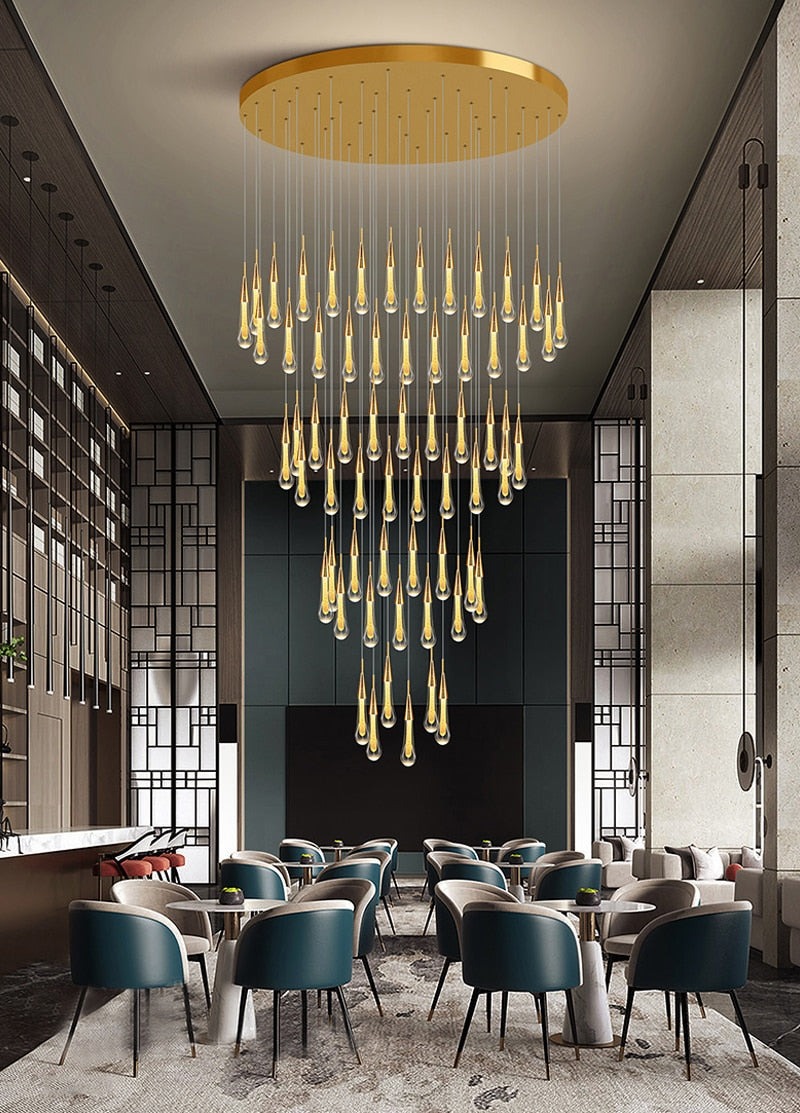 Long hanging crystal lamp for luxury living room, staircase, dining room, stairwell