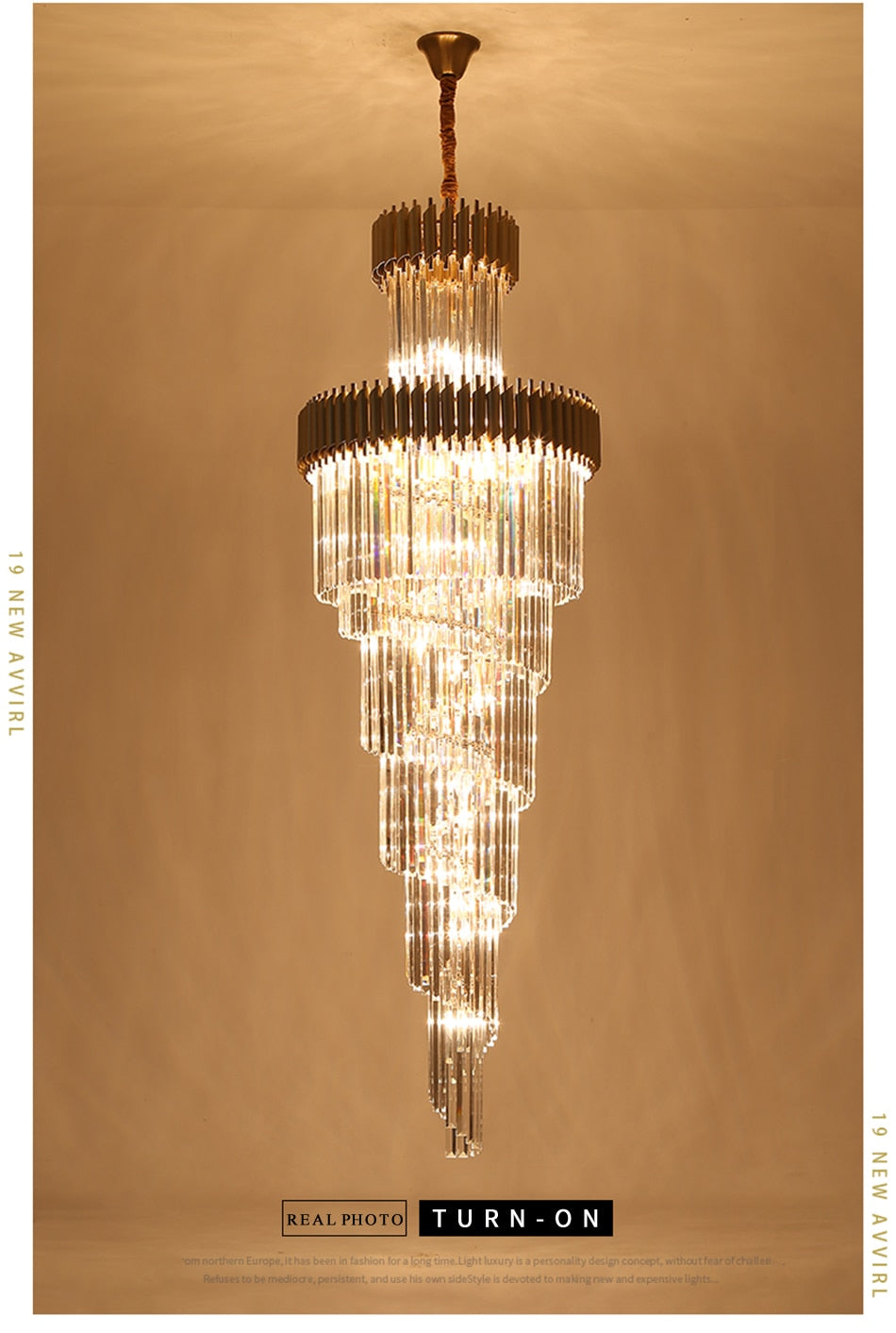 Crystal Black Designer LED Chandelier for lobby, foyer, staircase, living room , stairwell