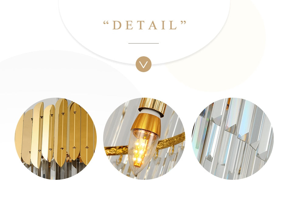 Luxury modern crystal chandelier for staircase, stairwell. Gold/chrome home decoration