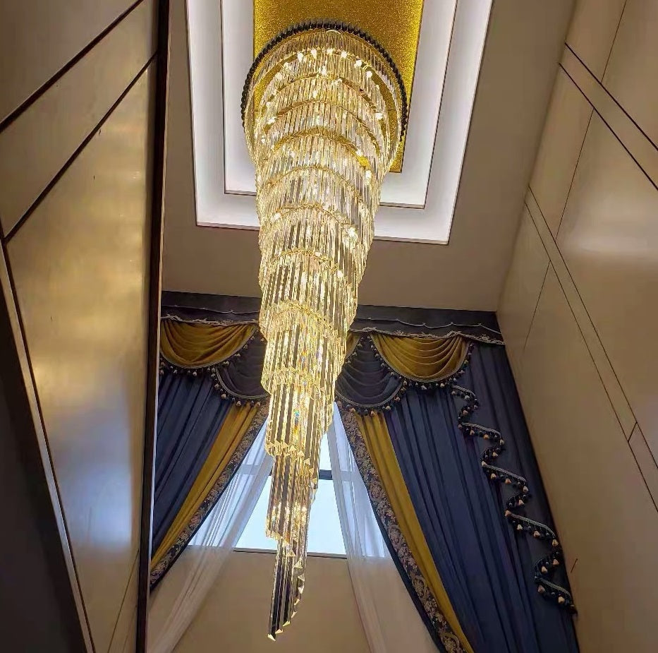 Crystal Black Designer LED Chandelier for lobby, foyer, staircase, living room , stairwell