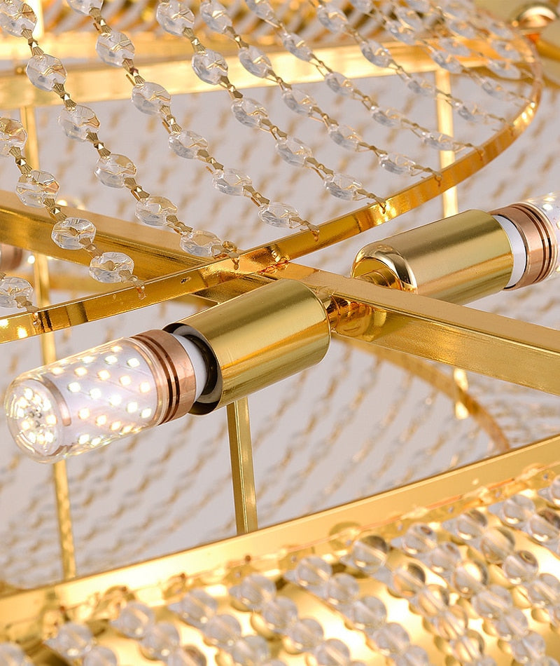 Gold crystal chandelier for staircase, living room, lobby , stairwell