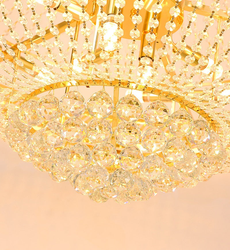 Gold crystal chandelier for staircase, living room, lobby , stairwell