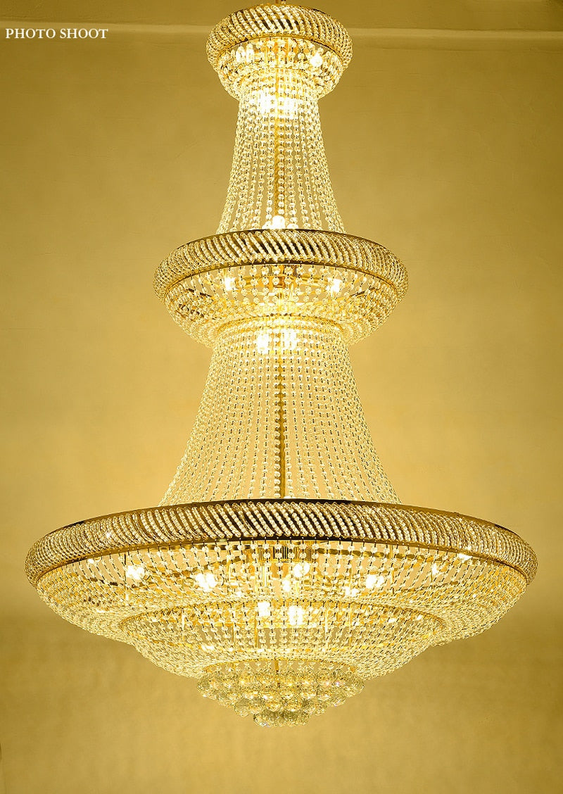 Gold crystal chandelier for staircase, living room, lobby , stairwell