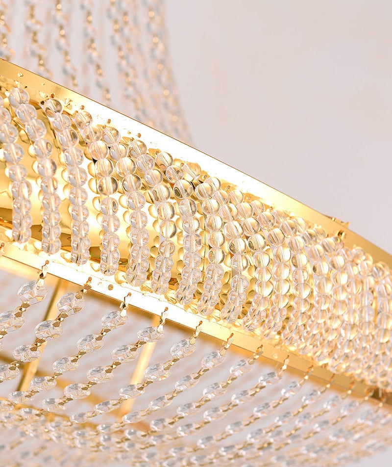 Gold crystal chandelier for staircase, living room, lobby , stairwell