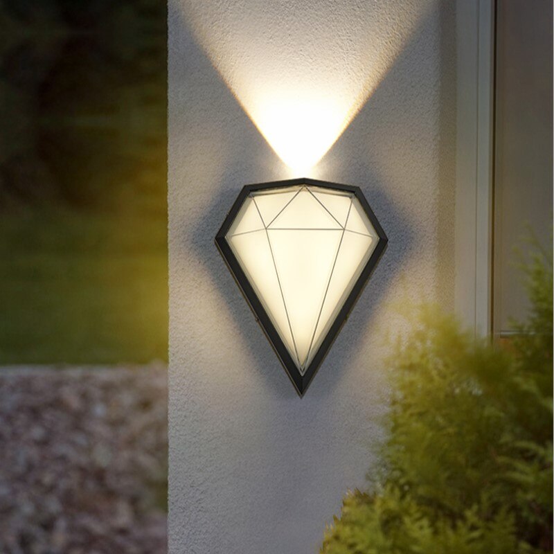 Outdoor Waterproof Diamond Shape Colorful Light LED Wall Lamp For Garden