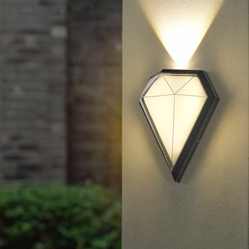 Outdoor Waterproof Diamond Shape Colorful Light LED Wall Lamp For Garden